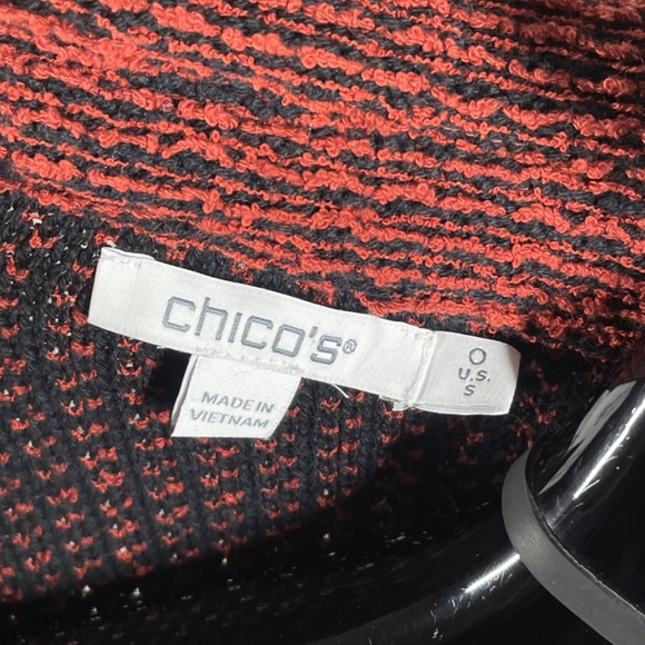 NEW Chicos Blazer Jacket Womens Small black red knit cardigan sweater coatigan - Picture 4 of 10